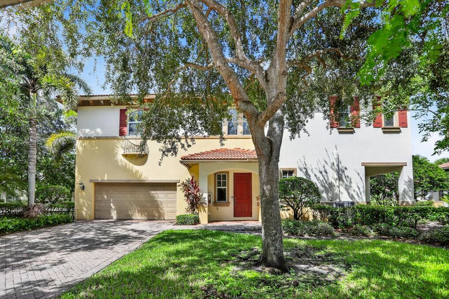 Bright & Spacious Townhome in Highly sought-after Heron Preserve, a gated community! This home features 3 bedrooms + loft, 2.5 baths, and a 2-car garage with hurricane impact windows. Inside, you’ll find fresh interior paint, 18x18 tile throughout all living areas, and Berber carpet in the bedrooms. The kitchen boasts stainless steel appliances, including a French-door refrigerator, glass-top stove with microwave, granite countertops, and wood cabinetry. The primary suite offers an oversized sitting/exercise area, built-in walk-in closets, and a luxurious bath with dual vanities, a Roman tub, and separate shower.  Located in the award-winning A+ Parkland school district, this home combines comfort, style, and convenience in one of the most desirable communities.  Community Pool!