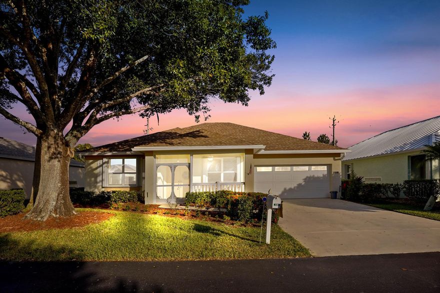 Discover a true rarity in this sought-after 55+ community: a beautifully maintained villa that offers the size and features of a single-family home, including a 2-car garage and a private driveway. The curb appeal is instant, inviting you onto a charming screened front porch--the perfect spot to enjoy the breeze before entering. Inside, you are greeted by a light-filled interior with cool ceramic tile flooring that extends through every room.