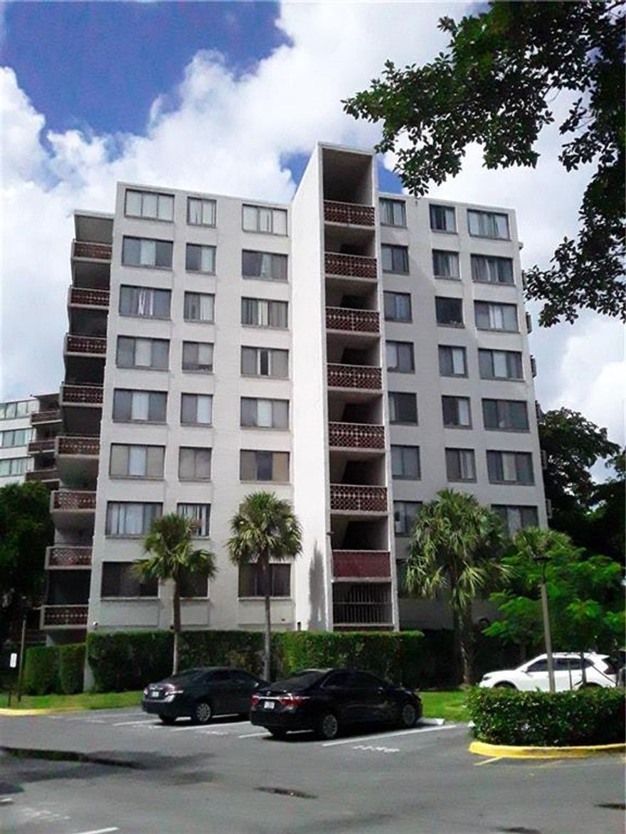 This is an investor opportunity, Ok to lease right away with few improvement could be rented for at least $1500, condo fee includes water, internet and basic cable, huge balcony, with fan, owner installed inside shutter, few years ago $4000, newer ac compressor, corner bar cabinets in the living room, newer refrigerator, tile in the living room and carpet in the bedroom, huge window for lots of natural light, easy to show want on supra. All info are deemed to be correct, but you must verified it, for a rule and regulations, you must contact management 954-535-8794