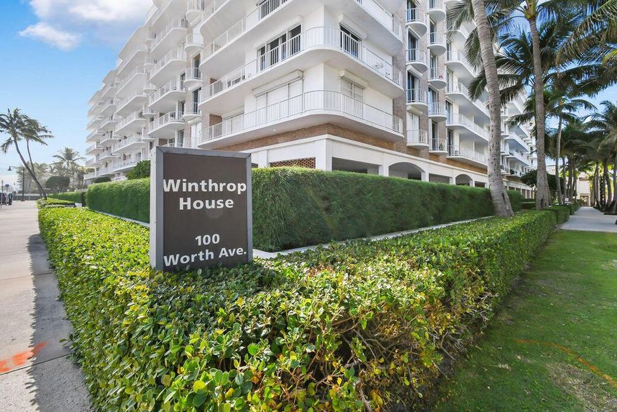 This magnificent condo is located in the highly desirable Winthrop House, on the corner of the esteemed Worth Ave and S Ocean Blvd. This beachfront condo was fully renovated and offers a light, airy feel with a brand new kitchen, new bathrooms offering paradise white premium marble, a professionally designed built-in closet, a custom painted mural, and French oak flooring throughout. The building offers a private tunnel that allows residents direct access to the gorgeous beach adjacent from the building. Located on Worth Ave, this glamorous turnkey condominium is just steps away from the finest shops and restaurants that Palm Beach Island has to offer.
