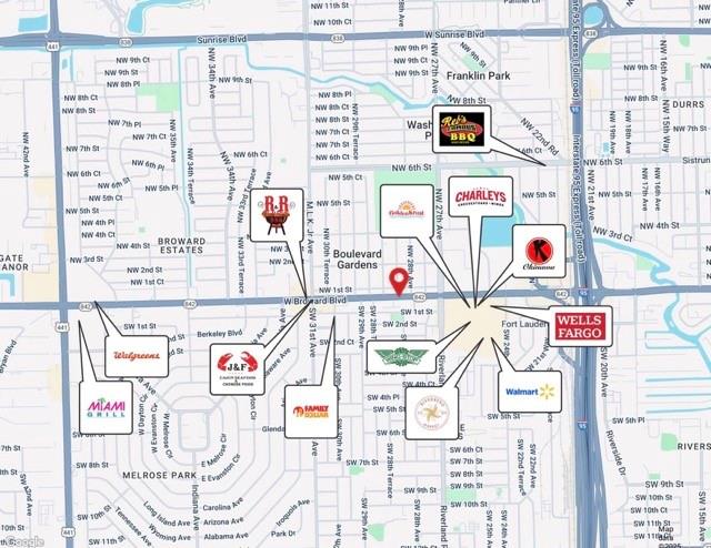 Discover an exceptional property featuring a prominent freestanding building situated directly on Broward Boulevard, complemented by six additional parcels located just behind it. This prime location offers unparalleled visibility for your business, ensuring that you stand out in a bustling area. With ample parking options available at the rear, your customers will enjoy convenient access. Seize this incredible opportunity to establish your business in a thriving environment—don't let it pass you by!
