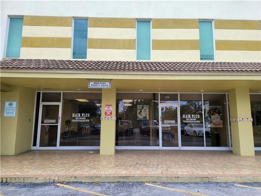Approximately 675 SF Beauty salon is for sale. Current owner is retiring. Great location in the heart of Broward County. Ground floor. Water, Electricity and A/C included. 5 year lease starting at $1,500 per month.