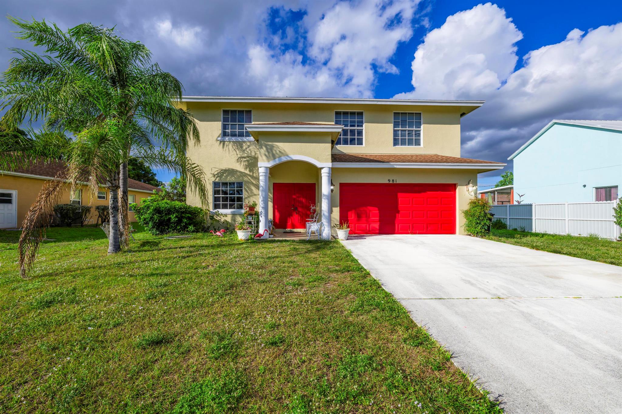 This stunning 5-bedroom, 2.5-bathroom home in Port St. Lucie is a must-see! With a brand-new roof and water heater installed in 2025, this move-in-ready gem offers spacious living, soaring ceilings, and an open-concept design perfect for entertaining. The seamlessly connected living and dining areas create a welcoming flow, while the expansive kitchen boasts ample storage, large drawers, and a generous pantrya"ideal for any chef. The grand master suite makes a statement with double-door entry, leading to a luxurious bath with dual sinks, a walk-in shower, and a soaking tub. Outside, enjoy South Floridaa(tm)s sunshine on a large covered patio with plenty of yard space. Though it needs minor TLC, this home has incredible potential and is conveniently near shopping, dining, entertainment, I-9