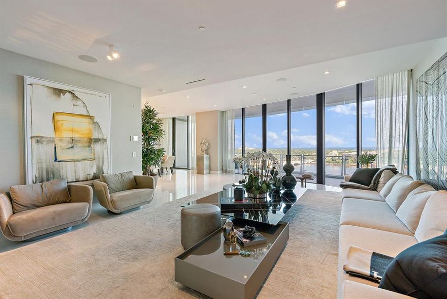 Fully furnished and designer decorated by Artefacto.  Highly desireable high floor in new building with spectacular Ocean and Intracoastal views in all compass directions.  Beautiful flow-through floorplan offering dramatic ceiling heights, floor to ceiling glass, expansive balconies.  Outstanding building amenities: 2 parking spaces, pool, spa, salon, concierge service, valet, on-site management. DISCLAIMER: Information published or otherwise provided by Premier Estate Properties, Inc. and its representatives including but not limited to prices, measurements, square footages, lot sizes, calculations and statistics are deemed reliable but are not guaranteed and are subject to errors, omissions or changes without notice. All such information should be independently verified by any prospective purchaser or seller. Parties should perform their own due diligence to verify such information prior to a sale or listing. Premier Estate Properties, Inc. expressly disclaims any warranty or representation regarding such information. Prices published are either list price, sold price, and/or last asking price. Premier Estate Properties, Inc. participates in the Multiple Listing Service and IDX. The properties published as listed and sold are not necessarily exclusive to Premier Estate Properties, Inc. and may be listed or have sold with other members of the Multiple Listing Service. Transactions where Premier Estate Properties, Inc. represented both buyers and sellers are calculated as two sales. Premier Estate Properties, Inc.'s marketplace is all of the following: Vero Beach, Town of Orchid, Indian River Shores, Town of Palm Beach, West Palm Beach, Manalapan Beach, Point Manalapan, Hypoluxo Island, Ocean Ridge, Gulf Stream, Delray Beach, Highland Beach, Boca Raton, East Deerfield Beach, Hillsboro Beach, Hillsboro Shores, East Pompano Beach, Lighthouse Point, Sea Ranch Lakes and Fort Lauderdale. Cooperating Brokers are advised that in the event of a Buyer default, no commission will be paid to a cooperating Broker on the Deposits retained by the Seller. No commissions are paid to any cooperating broker until title passes or upon actual commencement of a lease. Some affiliations may not be applicable to certain geographic areas. If your property is currently listed with another broker, please disregard any solicitation for services. Copyright 2020 Premier Estate Properties, Inc. All Rights Reserved.