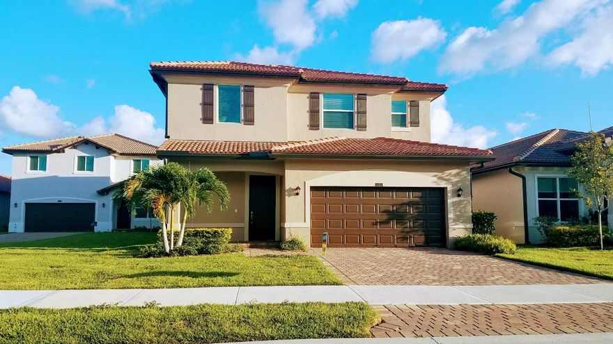 This amazing open concept home boasts impact glass and doors, highly upgraded kitchen with oversized island and under mount sink, granite countertops and stainless steel appliances and very large living and dining areas. The master retreat is located on the first floor for full privacy. The second floor offers a large loft for additional entertaining, 4 bedrooms, 2 full baths and laundry room. Gated community with cabana and pool, association fees covers lawn and landscape for all homes. BRAND NEW HOME! CALL FOR TOUR AND MOVE IN SPECIALS- Restrictions may apply *Pictures, photographs, features, colors and sizes are approximate for illustration purposes only and will vary from the homes as built.