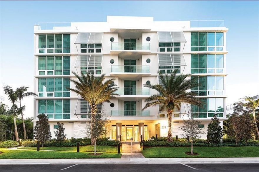 Experience the pinnacle of waterfront luxury at 353 Sunset, an ultra-exclusive boutique building featuring only eight elite residences. Located minutes to Las Olas Village fine dinning, shopping and sand beaches This meticulously designed 3,515-sqft living area furnished corner home, previously curated by renowned designer Toby Zack, offers 3 bedrooms and 3.5 bathrooms of sophisticated living space. Arrive via private elevator to a grand floor plan featuring 9'-8" ceilings, floor-to-ceiling impact glass, surrounded by lush green vegetation and stunning views of Sunset Lake.  The chef's kitchen is a masterpiece, equipped with custom Italian Snaidero cabinetry, premium Miele appliances, and a summer kitchen on the expansive 355-square-foot, 12' wide covered terrace. Highlights include imported Barausse wood doors, Zucchetti fixtures, and a primary suite with a soaking tub and steam shower. This residence is complete with a private, air-conditioned 2-car garage and a 20' wide yacht slip.