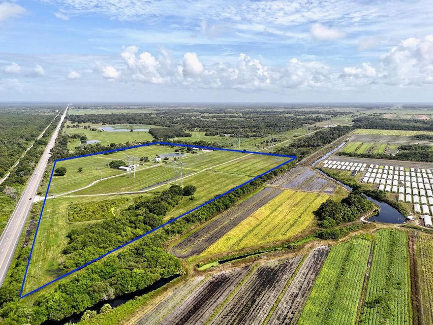 Here is a unique opportunity to acquire over 40 acres of prime agricultural land with home in Martin County, boasting approximately 1,650 feet of frontage along State Road 710. This property's agricultural business potential is enhanced by its extensive frontage. The property features various improvements, including a recently constructed 1,307sqft residence, built in 2018, and two newly built structures: a 1,800sqft metal building and a 1,350sqft pole barn, both completed in 2023. The property also features a private stocked pond with a dock, providing endless hours of recreational fishing. Historically, the property was utilized for produce farming & livestock. Notably, this property also has the ability to be divided into two 20+acre parcels, giving even more opportunities is desired.
