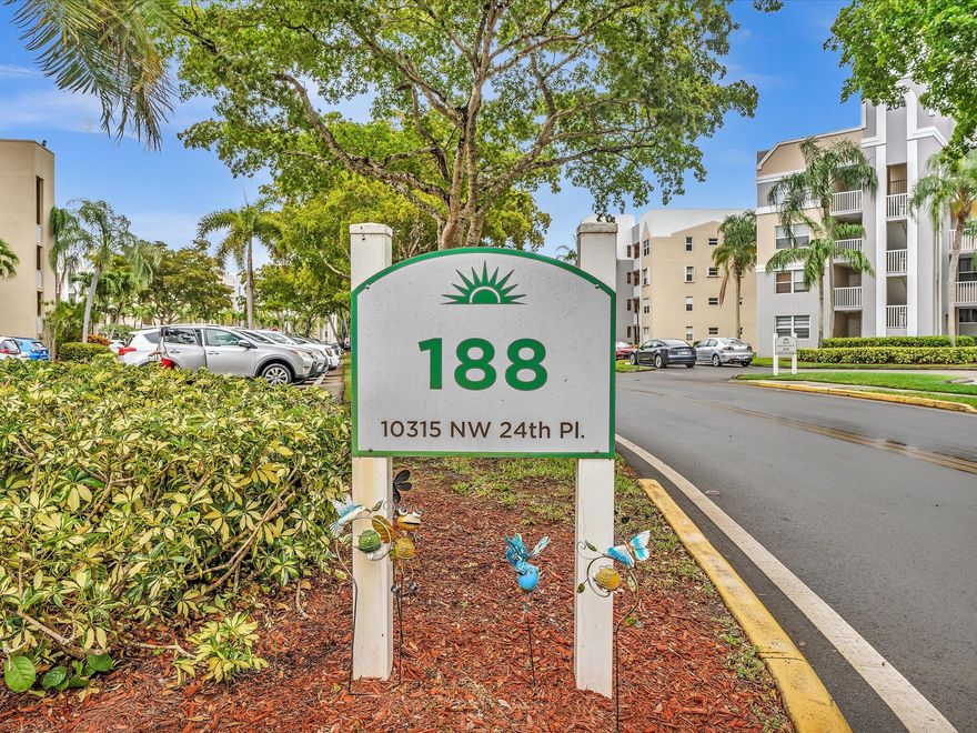 Welcome to Sunrise Lakes! Vibrant 55+ community in Sunrise, Florida! Move-in ready top-floor 2-bedroom, 2-bath condo offers beautiful water & garden views from both the primary bedroom & enclosed sun-filled sunroom. Unit features an in-unit laundry room with full-size washer & dryer & additional storage, plus spacious living areas filled with natural light. Main bath has walk-in shower & 2nd bath has combined shower & tub. AC & Water Heater new 2025. Assigned parking close to the building & ample guest parking. Sunrise Lakes offers resort-style amenities. Heated pool, golf, tennis, pickleball, clubhouse, theater, concerts, social events, sauna, hot tub, billiards, BBQ areas & more. Minutes to Sawgrass Mills, Amerant Bank Arena, Fort Lauderdale Airport & Beaches! Can be sold furnished. $568+Rec. Club Fee $106.05+$54.23 Roof Fee= Total $728.28/month.  No Rentals Allowed.  Association requires one occupant to be 55+ and 2nd person under 55 but over 18 is allowed. Minimum income of $37,500 gross annual income, minimum credit score 700 minimum & required 20-25% down payment for financed offers. Service & Emotional Support Animals Allowed.  BUYERS & BUYERS AGENT to verify all information.