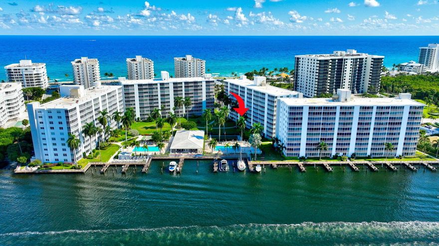 THE PRICE IS RIGHT to update this spacious 1 bedroom, 1.5 bath condominium for your personal touch.  Located  in a highly desirable 55+ Intracoastal community in Highland Beach this  residence offers tropical views from the oversized balcony.  The community offers resort-style amenities including 2 pools, marina accommodating boats up to 30', Clubhouse, shuffleboard, bocce ball, putting greens & more. Enjoy beach access across the street, making it the perfect setting for both relaxation & recreation. Low-priced condo. in a prestigious Intracoastal location with endless potential.