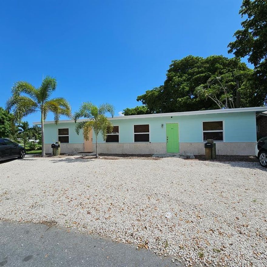 Fully leased duplex on a big lot with room to add on.  Great location.  Walking distance to the shops and restaurants of Pompano Beach and the growing nightlife of Oldtown Pompano.  Great tenants.  Property has newer mini split a/c units and hurricane impact windows.  Call today for more info.