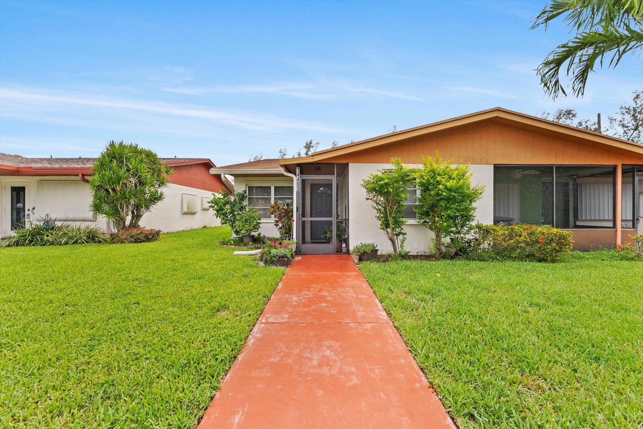 Welcome to Delray Villas Plat I - an inviting and beautifully updated 2-bedroom, 2-bathroom villa located in a vibrant and active 55+ community. This meticulously maintained home features modern upgrades throughout, offering both comfort and style. The spacious kitchen has been thoughtfully renovated with elegant granite countertops, new cabinetry, and a suite of modern appliances, making it perfect for both everyday living and entertaining. New flooring flows seamlessly throughout the villa, adding warmth and continuity to the space. Both bathrooms have been tastefully updated with contemporary finishes, providing a fresh and clean look. Enjoy tranquil views from the spacious, open patio that overlooks a serene pond - the ideal spot for relaxing with your morning coffee or evening drink.
