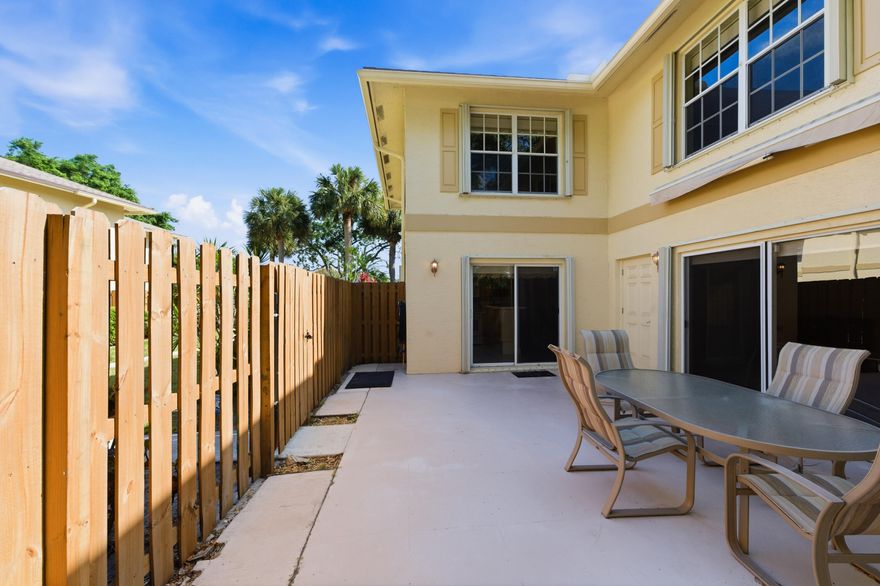 Great location! Best priced townhouse style unit in the community!  Great oversized patio with electric retractable awning. Well maintained unit ready for your touches! Come enjoy easy living on the Boca/Delray line with access to restaurants, beaches , shopping and more!
