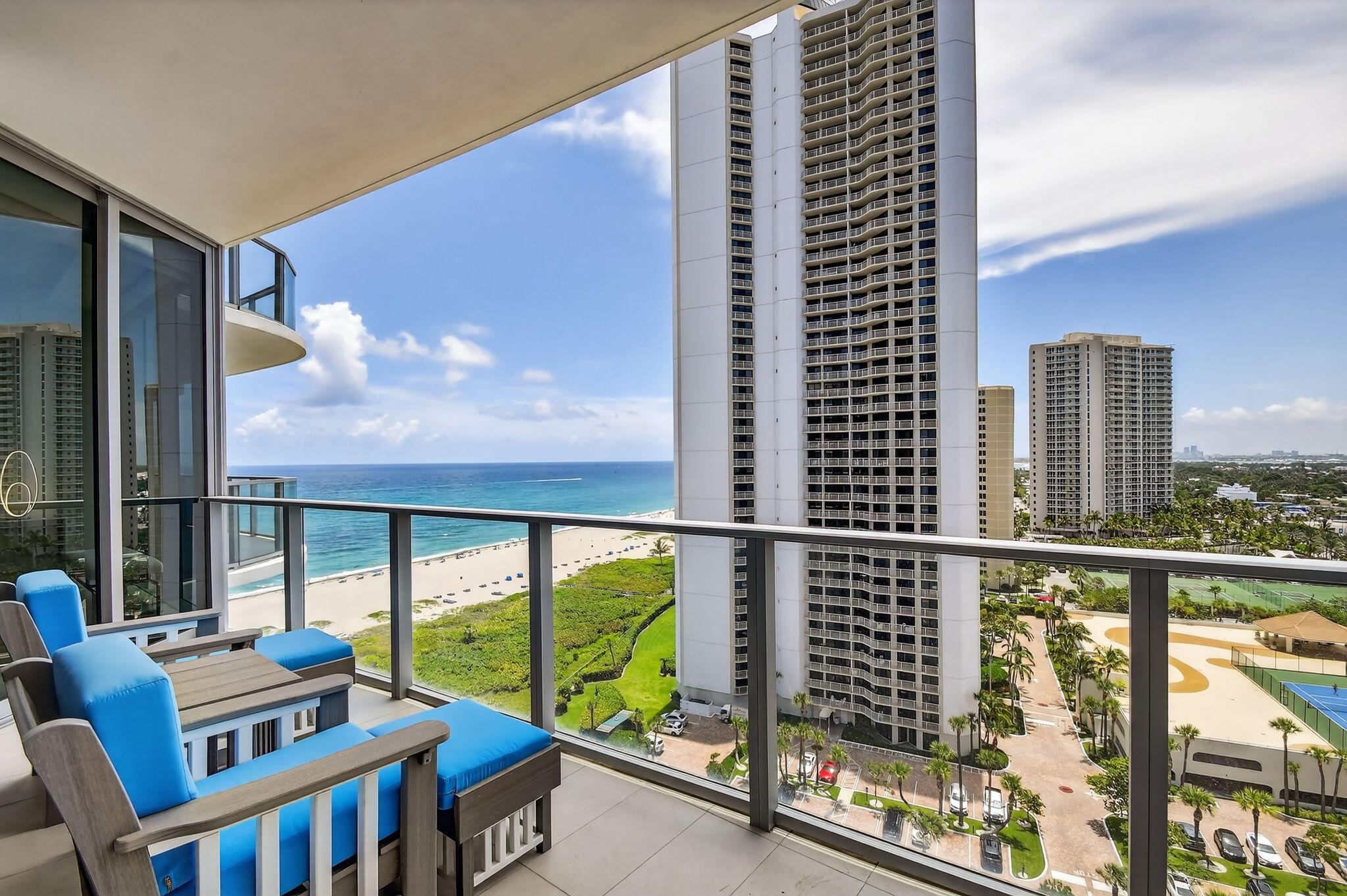Experience resort-style living in this fully furnished 2-bedroom, 2.5-bath oceanfront residence at Amrit Ocean Resort & Residences. This high-floor unit offers stunning panoramic views of both the Atlantic Ocean and Intracoastal Waterway from a wrap-around balcony, perfect for enjoying both sunrise and sunset daily.Designed for comfort and style, the residence features floor-to-ceiling impact glass, a sleek modern aesthetic, and a gourmet kitchen with premium Miele appliances and a whole-home water filtration system. Just bring your suitcase, everything else is ready for you. As a resident, you'll enjoy access to Amrit's world-class amenities, including over 100,000 square feet of wellness and lifestyle offerings: a state-of-the-art fitness center, yoga and meditation studios,