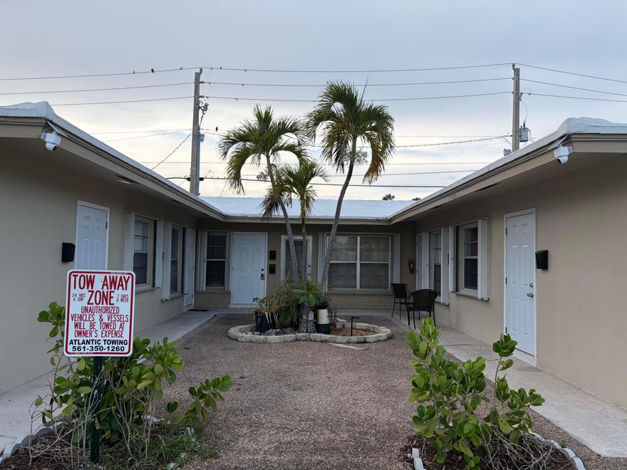 Modern updated studio apartment available now and located in Downtown Deerfield Beach in The Cove. Walking distance to the beach, pier, LA fitness, Publix, restaurants, bars, retail shopping and much more! New remodeled kitchen, new applicances, new remodeled bathroom. Studio apartment with full kitchen features refrigerator, stove top and microwave. Full bathroom with shower, spacious walk-in closet, and wall a/c (low electric bills!). Tile floors! No carpet! Available immediate move-in! Plenty of natural light. No HOA. Quick Approvals! Laundry/dry cleaners located near property. Water and sewer included in rent. Accordion hurricane shutters on all windows.