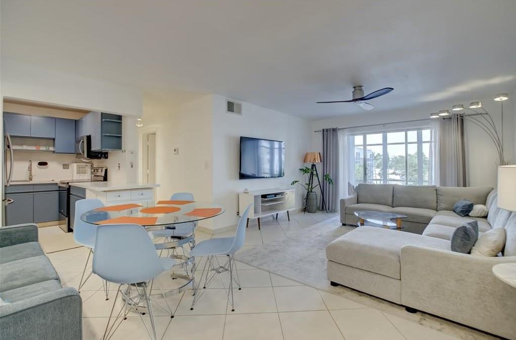 Discover tranquility in the heart of Wilton Manors with this top-floor furnished condo. Flooded with natural light, the spacious interior boasts modern comforts, including newly updated quartz countertops and stainless steel appliances in the kitchen. The primary bedroom features a generous walk-in closet, enhancing convenience and storage. Residents of River Shores enjoy exclusive amenities such as tennis courts, a gym, and a pool overlooking the scenic Wilton Manors canal. This gated, pet-friendly community offers additional perks like free dockage for kayaks or boats along the Middle River. Maintenance fees cover water, high-speed internet, and cable TV, ensuring unparalleled convenience and value.