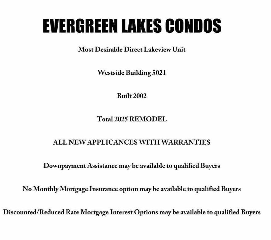 Discover this fully remodeled 2nd-floor condo in Evergreen Lakes, Coconut Creek, offering the most desirable lake view and immediate occupancy. No one has lived in the unit since the renovation, making it truly move-in ready. The home features all-new appliances, including a washer and dryer, each backed by manufacturer warranties for peace of mind. Stylish updates to the kitchen, baths, flooring, and fixtures create a modern living space designed for comfort and convenience. Enjoy serene lakefront views from your private setting in this gated, resort-style community. Buyers may also qualify for reduced-rate mortgage financing and possible down payment assistance, making this a rare opportunity to own a like-new condo with both value and incentives.