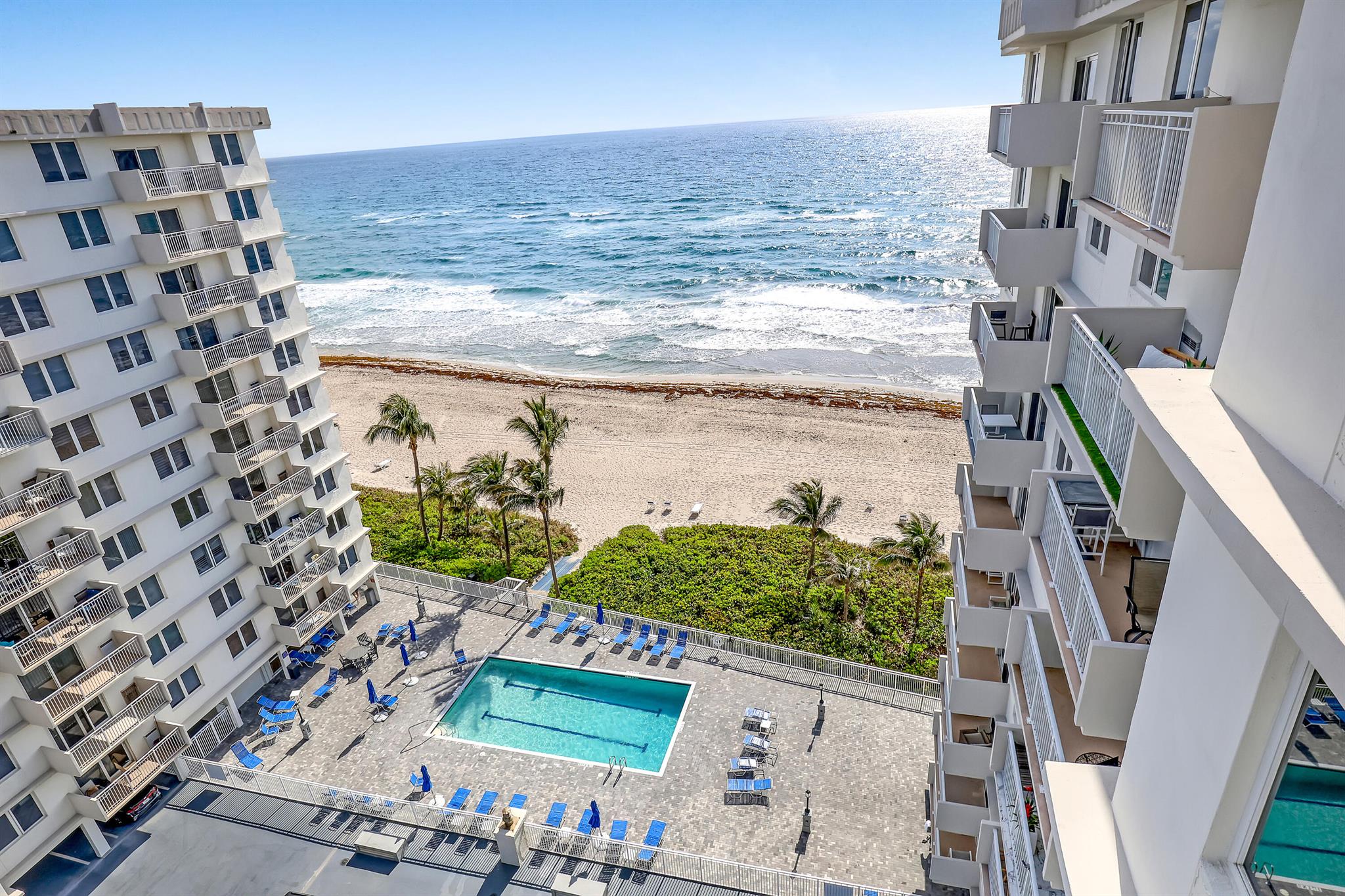 Welcome to Paradise in Highland Beach!Annual Rental- Live right on the sand in one of South Florida's most desirable coastal communities.This renovated and unfurnished or partially furnished 2-bedroom, 2-bath penthouse condo offers stunning ocean and Intracoastal views from the top floor.Located in the Ambassadors Complex, you'll enjoy: 2 heated pools, Fitness Center, separate Weight Room, 3 Social Rooms and 24-hour securityThe unit includes a coveted assigned underground parking space, plus plenty of guest parking available south of bldg. 1.You're just minutes from the restaurants and nightlife of Delray Beach and Boca Raton.Community Washer and Dryer on each floor. Available Sept1, 2025. Don't miss your chance to live on the beach!
