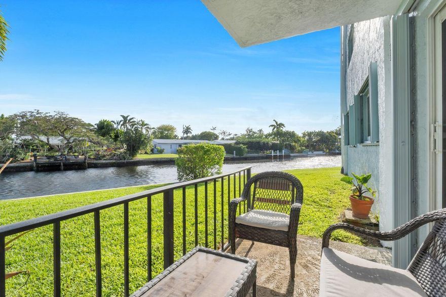 Welcome to this beautifully positioned 2b/2b riverfront condo offering 1000 square feet of comfortable living space. A unique opportunity to own the most desirable unit in the complex and enjoy serene garden views alongside picturesque riverfront scenery. The residence features tile flooring throughout on an open-concept kitchen with beautiful countertop that flows seamlessly into the living and dining areas enhancing both style and ease of maintenance. High-impact windows and sliding glass doors provide abundant natural light, step out onto your private space and enjoy the tranquil surroundings, where lush greenery meets calming water views. Enjoy all the entertainment of Wilton Manors, bars, restaurants and groceries shops few blocks away. Easy to show call for private tour.  Furniture can be included as part of the sell; Dogs need ESA letter to get approved.