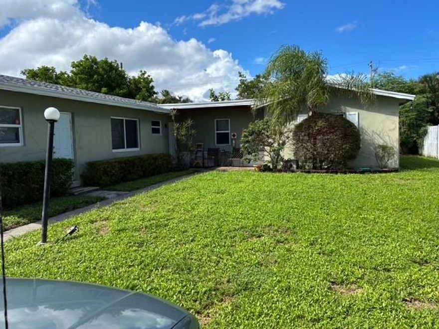 Great location east of US1 in Lighthouse Point. Large 2BR 1BA w/updated kitchen and bathroom, tile floors throughout, high impact windows, newer a/c and in-unit washer/dryer.  Your pet is allowed w/owner's pre-approval & w/deposit but no aggressive breeds. Great local Landlord for tenant peace of mind. This is a non-smoking property.