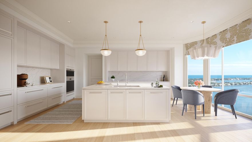 South Tower Residence 503 at South Flagler House captures the essence of waterfront living with 3 BR and 4.1 BA designed for elegance and ease. A private elevator opens to a sunlit great room with sweeping views of the Intracoastal, Palm Beach Island, and the Atlantic Ocean. The primary suite is a serene retreat with dual baths & dual walk-in closets. Thoughtfully designed for both comfort and entertaining, the residence features an eat-in kitchen and a library/office. Dual loggias, positioned on the east and west sides, offer expansive outdoor living that flows effortlessly from the interiors. South Flagler House, presented by Related Ross, combines the timeless style of Robert A.M. Stern Architects & the luxurious aesthetic of Pembrooke & Ives, resulting in soulful spaces designed for an enhanced lifestyle. Primely positioned on 3.4 acres along the Intracoastal Waterway at 1355 S Flagler Dr. South Flagler House features two 28-story structures with 105 beautifully appointed 2-to-5-bedroom homes. Representing the single largest amenity offering per residence in all of Palm Beach County. Residents will have access to lifestyle amenities of unprecedented range & quality, with on-site concierge services surpassing those of the most exclusive private members' clubs.