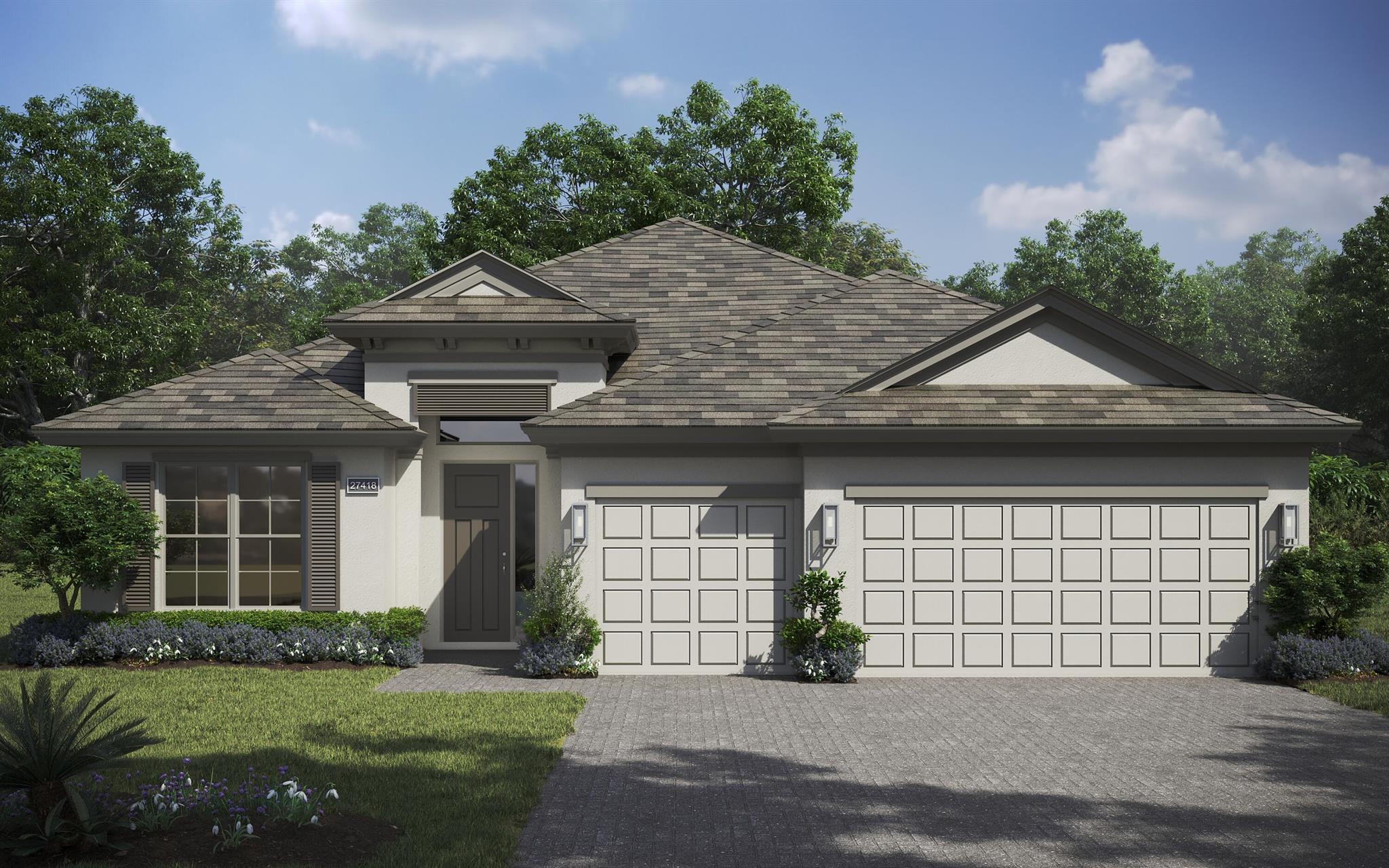 Experience elegant living at its finest with the Capistrano Grande, excepted February 2026 move-in, on a waterfront lot. Boasting a comfortable 2,361 sq. ft. of living space, this home offers 3 beds, 3 baths, a den and a spacious 3-car garage. The gourmet kitchen is features a microwave/oven combo with stainless steel hood, upgraded white cabinets adorned with crown molding, soft-close and dovetail finish, beautiful quartz countertops and a captivating backsplash. Additional upgrades include tile flooring throughout, pocket doors off the den and bedroom 3, transom window in the dining room and coffer ceiling in the great room.