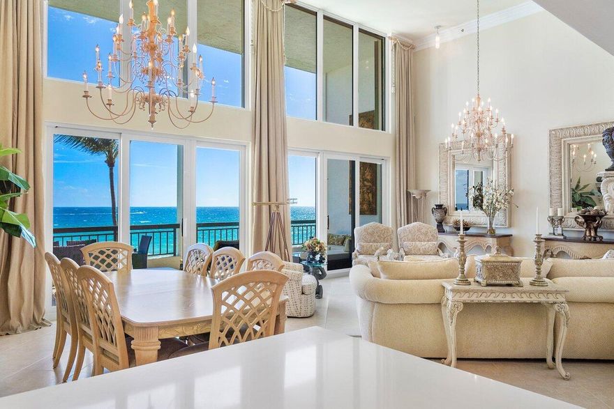 STUNNING TWO-STORY BEACHFRONT RESIDENCE RIGHT ON THE SAND W/ MAIN FLOOR MASTER BEDROOM!  FIRST TIME OFFERED IN MANY YEARS!  THIS LIGHT-FILLED 3-BDRM, 4-BA RESIDENCE ENJOYS DRAMATIC 17' CEILINGS IN LIVING/DINING ROOM OPENING UP TO OVERSIZED OUTDOOR TERRACES AND OCEANFRONT SPLENDOR!  BRAND NEW STATE-OF-THE-ART KITCHEN & EXTRAORDINARY FINISHES THROUGHOUT.  MASTER BEDROOM SUITE GENEROUSLY PROVIDES 2 WALK-IN CLOSETS, DRESSING AREA, SUMPTIOUS BATH AND EXPANSIVE OUTDOOR TERRACE. 2ND LEVEL FAMILY ROOM AND OFFICE CAPTURES EXCEPTIONAL OCEANFRONT VIEWS. 2 UPSTAIRS GUEST SUITES ENJOY PRIVATE BATHS, ABUNDANT CLOSET SPACE & ACCESS TO A LARGE BALCONY.  INCLUDES 2 GARAGE PARKING SPACES! AVAILABLE FOR YOUR IMMEDIATE OCEANFRONT ENJOYMENT! BRIGHTON IS SITED ON ONE OF BOCA RATON'S MOST COVETED SANDY BEACHES, NESTLED NEXT TO RED REEF PARK.  NEWLY FINISHED LOBBY, CLUB ROOM AND FITNESS CENTER/YOGA ROOM AND GLORIOUS OCEANFRONT POOL.  INCLUDES 24/7 DOORMAN AND AMPLE GUEST PARKING!