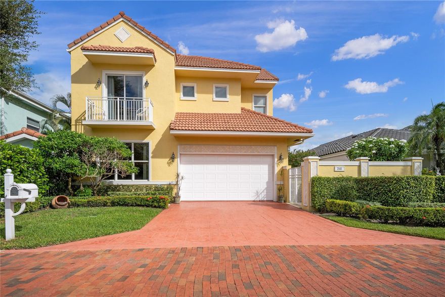 This stunning 3- bedroom,3- bathroom home plus office/den is perfectly situated on a private cul-de-sac lot with direct Intracoastal views. Located in an exclusive gated boating community, this residence offers the ideal blend of luxury, comfort, and coastal living. Designed for both style and function, the home features impact windows, an elevator, propane fireplace and gas heated pool, and upstairs laundry. The primary suite showcases breathtaking water views, an oversized walk-in closet, and spacious bathroom complete with jetted tub, bidet toilet seat, and an oversized multi-spray shower. A pool featuring a swim jet and an electric awning is equally impressive. The property includes a private boat dock but additional docks within the community are often available for rent or purchase.