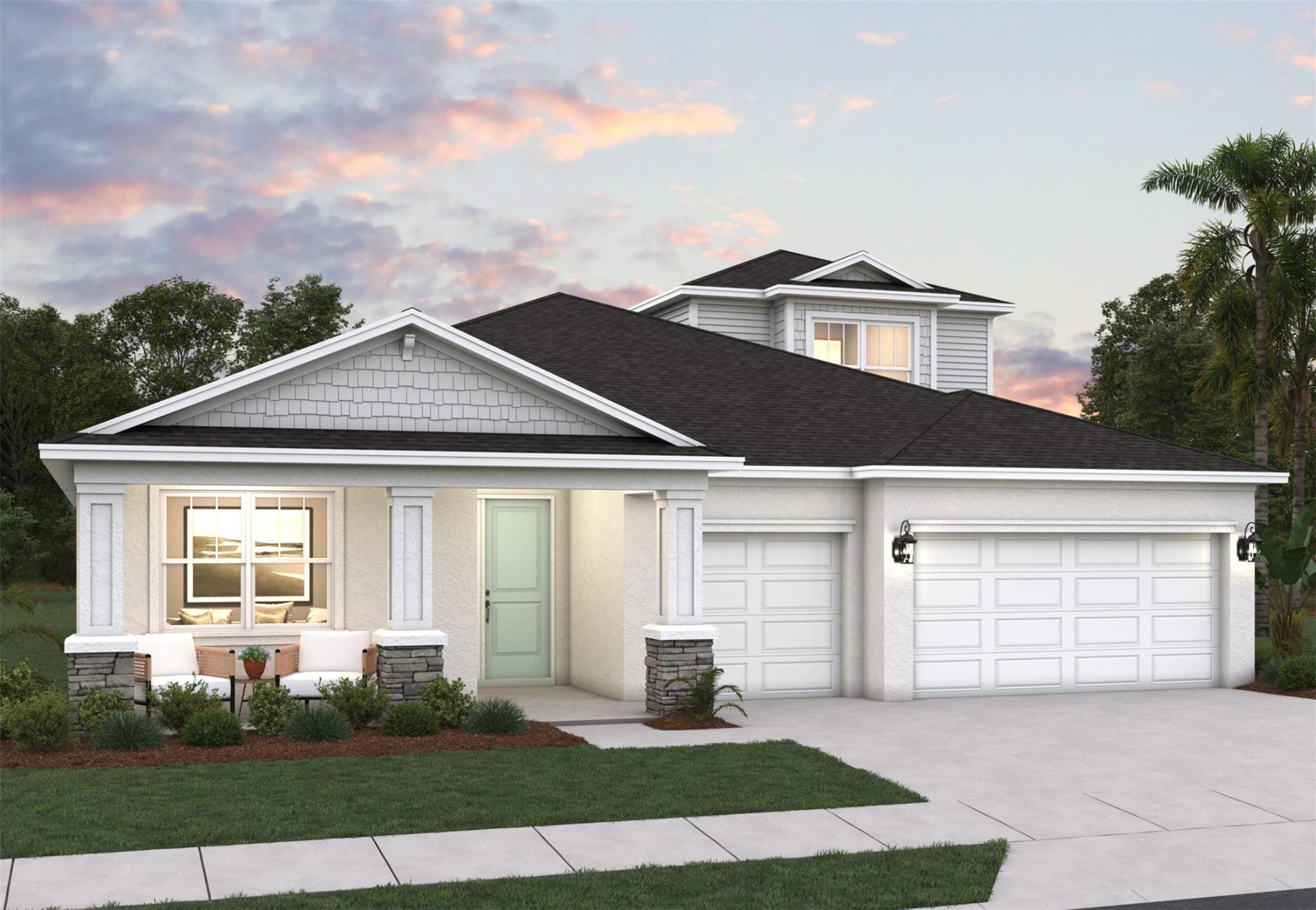 LEASEBACK MODEL The Avalon Bonus, a spacious two-story home with 4 bedrooms+Bonus, 4 bathrooms, and 3,153 square feet of flexible living space. The first floor offers an open-concept layout featuring a large kitchen island that flows into the dining and living areas—ideal for everyday living and entertaining. The primary suite is conveniently located on the first floor, offering a private bathroom complete with double vanity sinks and a walk-in closet. The laundry room is also located on the main level for added convenience. Upstairs, an expansive bonus
space provides additional living flexibility