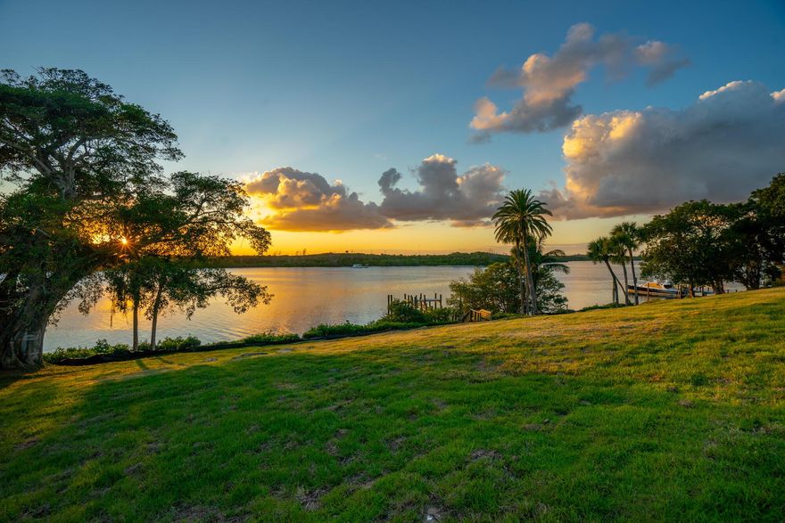 Once in a lifetime opportunity to build on 4.5 acres of prime waterfront land which includes a 10ft. wide private deeded beach access and parcel. This property is situated on one of Hobe Sound's highest elevations overlooking the Intracoastal Waterway. The land has unencumbered views of the nature preserve and is west facing providing magical sunsets. There is 366' of direct water frontage along with a new dock which can accommodate a large boat with a deep-water draw. Today, there is no other piece of property for sale that can compare to this. This parcel is completely secluded from its neighbors as the perimeter is filled with lush nature landscaping and beautiful mature trees. Allowed to build up to 3 structures on the property; total floor coverage not to exceed 17,400 sq ft.