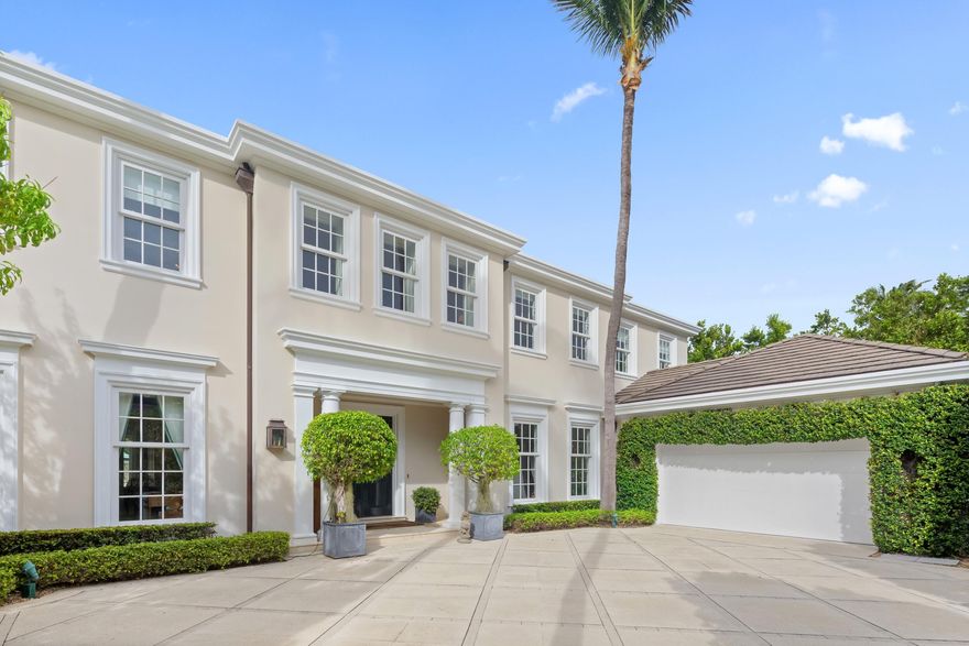 Located in Palm Beach's estate section, 153 Kings Road is a turnkey, Georgian-style home with modern amenities spanning nearly 6,800 total square feet. Built in 2009 by famed architect Tom Kirchhoff and tastefully designed by Colefax and Fowler, the home was featured in ''The Pearls of Palm Beach'' by Holly Holden. A double-height foyer presents high ceilings on both floors & leads to the living room, library, dining room, and chef's kitchen. The chef's kitchen includes a 6-burner gas range, dual ovens, two dishwashers, two refrigerators, a breakfast room, and a butler's pantry. French doors lead to a large, resort-style pool area.

The second-floor primary suite, accessible by stairs or elevator, features two full baths, a study, and large walk-in closets. Four additional bedrooms each have ensuite baths. Further highlights include plaster moldings, wood and marble floors, impact windows, four AC zones, a generator, and a two-car garage.