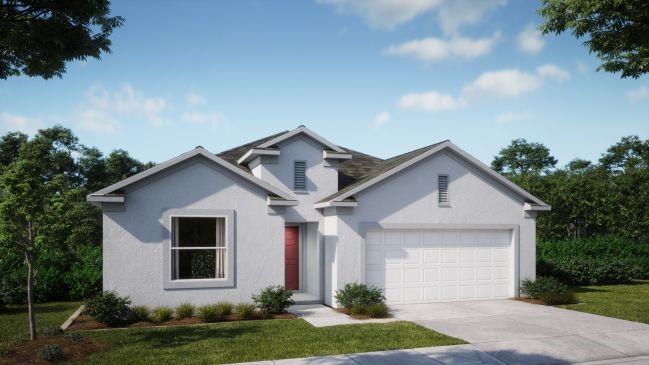 Pre-Construction. To be built. Waterfront canal views set the stage for the breathtaking Miramar, a home that blends elegance, comfort, and modern convenience. Its striking elevation, complete with a covered front entry, welcomes you into an open, airy floor plan featuring soaring 9'4" ceilings & sleek ceramic tile throughout. The great room is shows off natural light from a large window, complemented by LED lights for a bright & inviting atmosphere. The kitchen is a showstopper, boasting gorgeous quartz countertops, perfect for hosting & everyday enjoyment.
The master suite is a private retreat, offering a luxurious bath with a tile shower enclosure, a separate soaking tub & a perfectly placed linen closet.