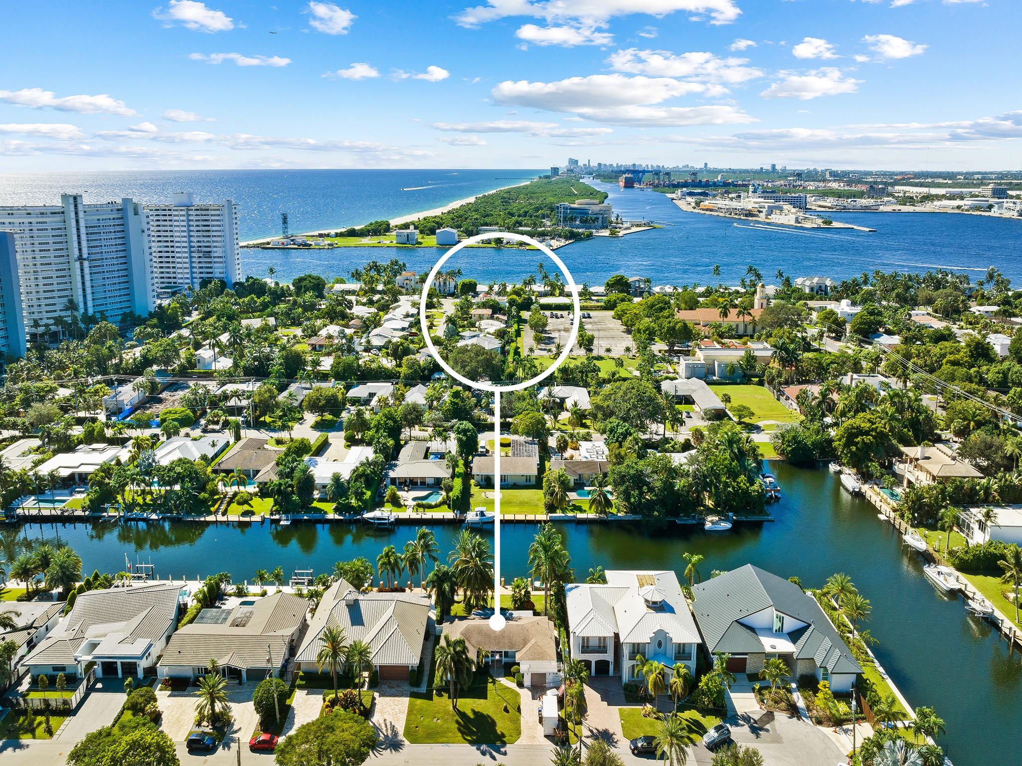 Prime redevelopment opportunity in Harbor Beach Extension. This 9,600 sq ft lot offers 80 ft of deep water frontage just 10 minutes by boat to the inlet and ocean access, and a 10-minute walk to the Fort Lauderdale Jettys. Ideal for building a luxury waterfront estate, the property is surrounded by multi-million dollar homes and has no HOA. Existing 2-bed, 3-bath ranch features wide water views, a gas kitchen, spa, and private dock with boat lift. Quiet street, close to shops, dining, and the beach. One of the few remaining lots of this size and location—rare chance to build new in one of Fort Lauderdale’s most desirable boating neighborhoods. TEXT NOW TO SCHEDULE A SHOWING.