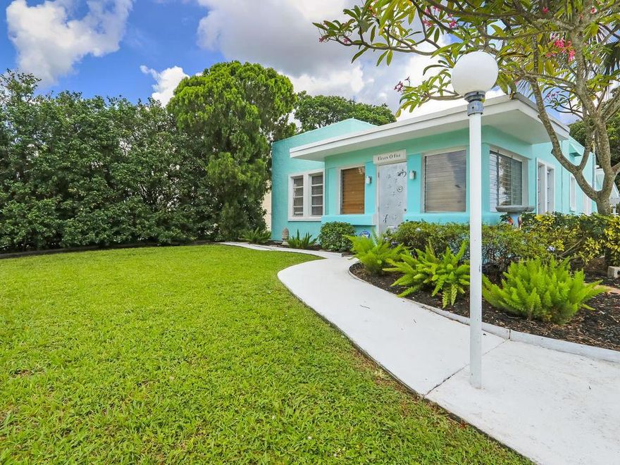 Your Perfect Opportunity to own a Rare 1925 Charming Art Deco Historic Home in a grand location! Not too many Art Deco Homes in the area! Boasting finishes which have been well maintained & preserved in their original & authentic condition. The Miami Dade Pine hardwood floors, plaster walls, ceilings, pecky cypress wood ceiling in foyer, trim work, doors, crystal doorknobs & fireplace all give you that South Florida nostalgic vibe of the 20s. Located in the up-and-coming neighborhood of Pineapple Park, just adjacent to the renowned Flamingo Park in WPB. The assigned ''A'' rated Elementary School of Palm Beach Public is also a huge plus. All within Walking distance, you will find the new & growing Warehouse District, newly renovated Rosemary Square, Clematis St. Downtown WPB, which all include many shops, pubs, restaurants, & marketplaces that will satisfy anyone's style & palate. Cultural options nearby include the Kravis Center for the Performing Arts & Ballet Florida. A highly regarded high school, the Alexander W. Dreyfoos Jr. School of the Arts, is also a walk away. Sit out back in the fully enclosed & screened Florida Room and enjoy that great South Florida weather while you sip your cocktails and Grill your favorite food outside in the fully fenced back yard, large enough for a future pool and/or detached cottage, cabana or garage. Extra-long private driveway for parking. Park your RV or Boat. N-Gas range oven, water heater, and BBQ Grill. Save on your electric bill!