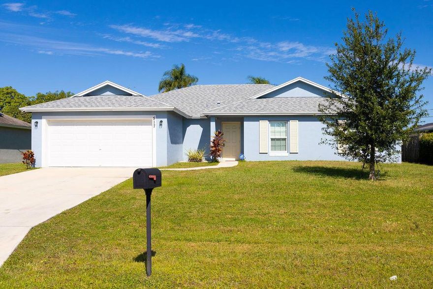Welcome to this charming 4-bedroom, 3-bath CBS home located in the desirable area of Port St. Lucie Section 4! This property features an open floor plan with a spacious living area, tile flooring throughout, and plenty of natural light. The kitchen offers ample cabinet space and overlooks the dining area, perfect for entertaining. No HOA restrictions! Conveniently located near Crosstown Parkway, shopping, dining, and I-95 for easy commuting. Perfect for first-time buyers, investors, or anyone looking for a quiet, family-friendly neighborhood.