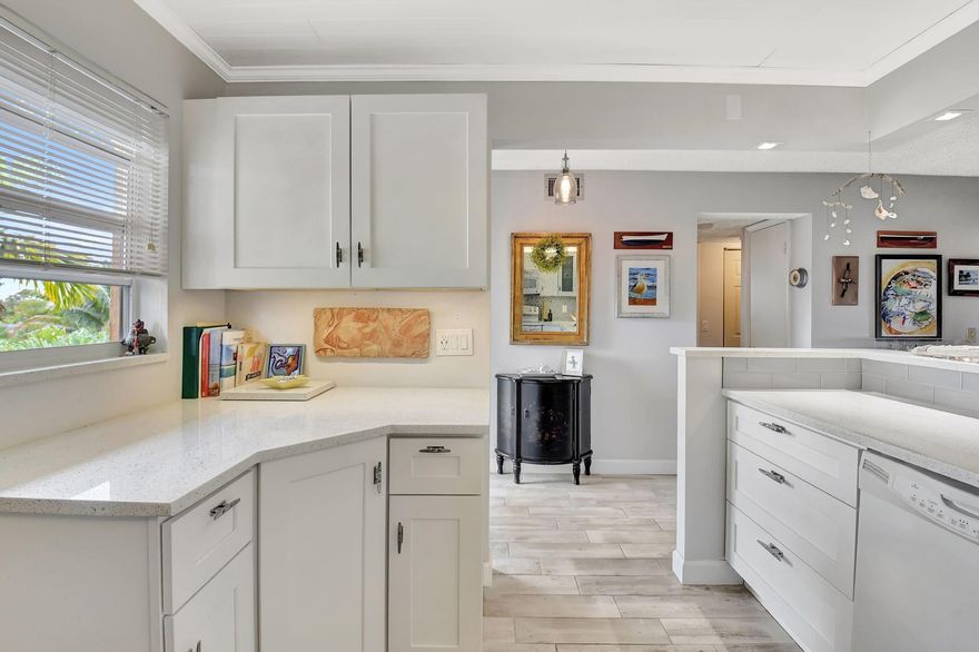 ***CORNER, LARGEST (1265 sqft TOTAL under air) & RENOVATED CONDO on 3th floor, 2 beds/2 full baths with QUIET view on GARDENS** NEW Electric panel, Water heater 2022* IMPACT HURRICANE WINDOWS on every openings except patio* HALF OPEN white Kitchen, granite & additional counter* Fully FURNISHED & TURNKEY* Ceiling fan in every room* 2 walk-in closets + Storage* Laundry room on each floor* NEW SECURED Elevator* NO special assessment, HOAs of $689/month includes Water, Cable, INTERNET, Building insurance, Pest control & access to all amenities* MILESTONE inspection PASSED!* FANTASTIC 55+ community with 2 Clubhouses, Theater, 2 Pools/spas, Fitness center, Pickleball/Tennis/Bocce courts, Computer/Cards rooms and more* CONVENIENTLY located just EAST of I-95, close to the BEACH and all commodities