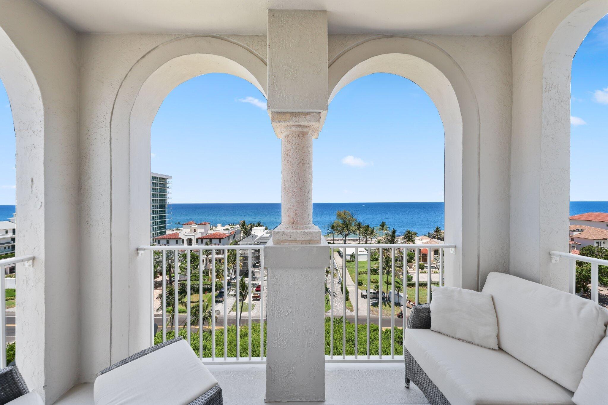 Offering the Crown Jewel 3-Bedroom Penthouse of Highland Beach Club--with 9-Foot Ceilings and Ocean to Intracoastal Views! This High Floor Corner Penthouse Residence Showcases Extraordinary Views from All Main Living Areas & a Private Oceanfront Balcony Framed by Elegant Architectural Arches. Richly Renovated w/ Custom Wood Cabinetry, Stone Countertops, Newer Appliances, Custom Closets, and Hurricane-Impact Windows (2022). The Open Layout Flows Seamlessly for Everyday Living and Entertaining, Enhanced by a Perfectly Sited Private Parking Space at the Front of the Building Entrance! New Water Heater (2024). Extra-Large Storage Space Available, Priced Separately. Live Above It All With Panoramic Ocean Views and a Lifestyle Defined by Space, Light and Prestige.