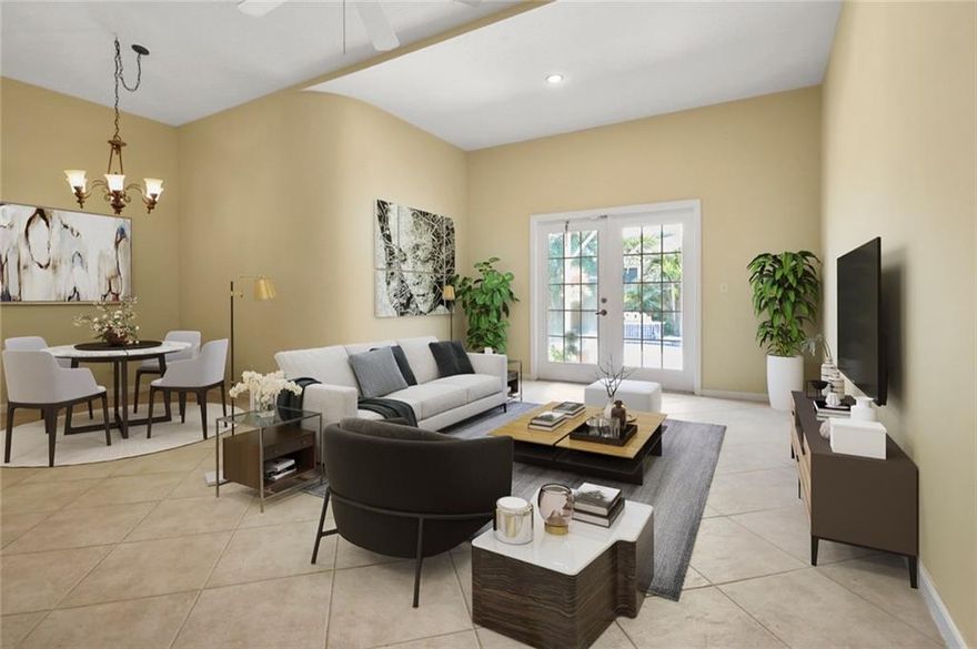 location, location, location!! rare opportunity in wilton manors-this home is only 27 years old with a free form pool and a 2 CAR GARAGE!split bedrooms-spacious  and huge walk-in closets.extra room-office or HUGE closet.walk to "the DRIVE"vaulted ceilings in living/dining areaeat-in kitchendual sinks in large master bathfenced yardgated front entry