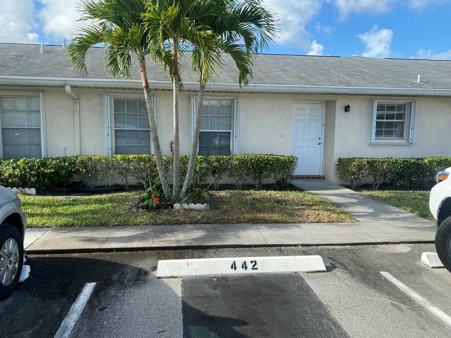 LARGEST 2 BEDROOM, 2 BATH VILLA IN A 55+ ACTIVE COMMUNITY, NEW ROOF 2023, NEW TILE 2021, ACCORDION SHUTTER 2023,, ELECTRICAL PANEL BOX 2023, NEW FRONT DOOR 2023 WITH HOT WATER HEATER.LARGE OUTDOOR PATIO ADDED 2020 . WATER,SEWER. CABLE, INTERNET AND BUILDING INSURANCE INCLUDED IN CONDO FEE WITH PARKING AT YOUR FRONT DOOR