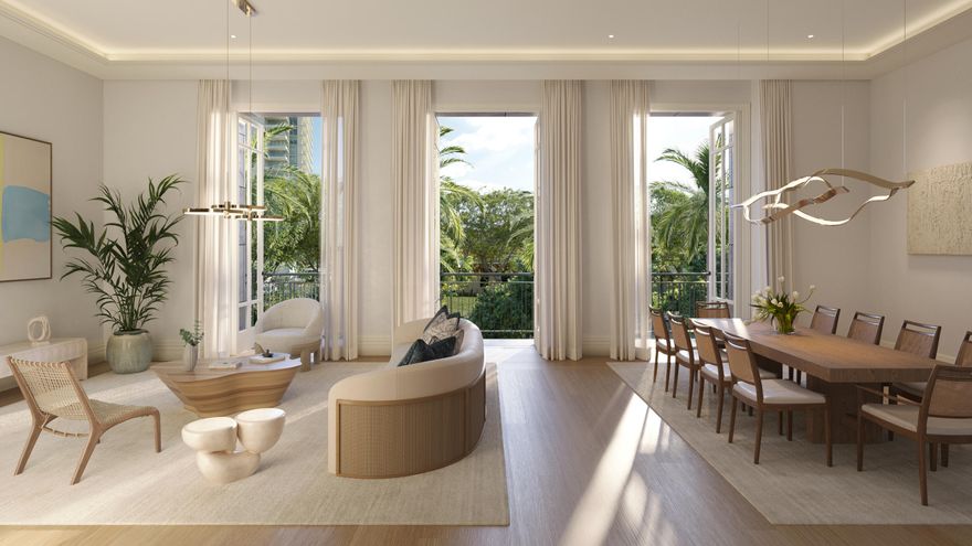 Residence 201 at South Flagler House is a beautifully appointed 2BR, 2.1 BA home designed for refined living. Offers a welcoming foyer, leading to a spacious great room that is perfect for entertaining or relaxing. The residence also features a gourmet kitchen with premium appliances, finishes and abundant storage. The primary suite includes two walk-in closets and a luxurious en suite bath. The secondary bedroom is complemented by a full bathroom. Additional highlights include a dedicated laundry room, and a south-facing balcony offering a peaceful retreat overlooking the upcoming Norton Gallery Park. South Flagler House, presented by Related Ross, combines the timeless style of Robert A.M. Stern Architects & the luxurious aesthetic of Pembrooke & Ives, resulting in soulful spaces designed for an enhanced lifestyle. Primely positioned on 3.4 acres along the Intracoastal Waterway at 1355 S Flagler Dr. South Flagler House features two 28-story structures with 105 beautifully appointed 2-to-5-bedroom homes. Representing the single largest amenity offering per residence in all of Palm Beach County. Residents will have access to lifestyle amenities of unprecedented range & quality, with on-site concierge services surpassing those of the most exclusive private members' clubs.