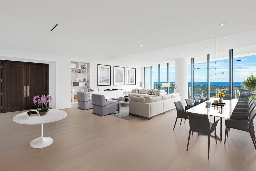 THE ONLY AVAILABLE LISTING WITH A PRIVATE, ENCLOSED GARAGE. One-of-a-kind, high-floor 4 bedroom, 5.5 bathroom home at The Bristol. Residence 1802 has been customized to create a truly spectacular owners suite with an expansive dressing room, separate owners-bathrooms with Fantini fixtures and panoramic intra-coastal, Palm Beach Island and Ocean Views.  Spanning over 6,100 total square feet, residence 1802 features wide-plank oak flooring throughout, a chef's kitchen with a full suite of Gaggenau appliances, a gas range, marble countertops, and expansive outdoor living spaces. Amenities include a waterfront fitness center, his & her spas, a private beauty salon, a business center, a commercial laundry facility and a full building generator