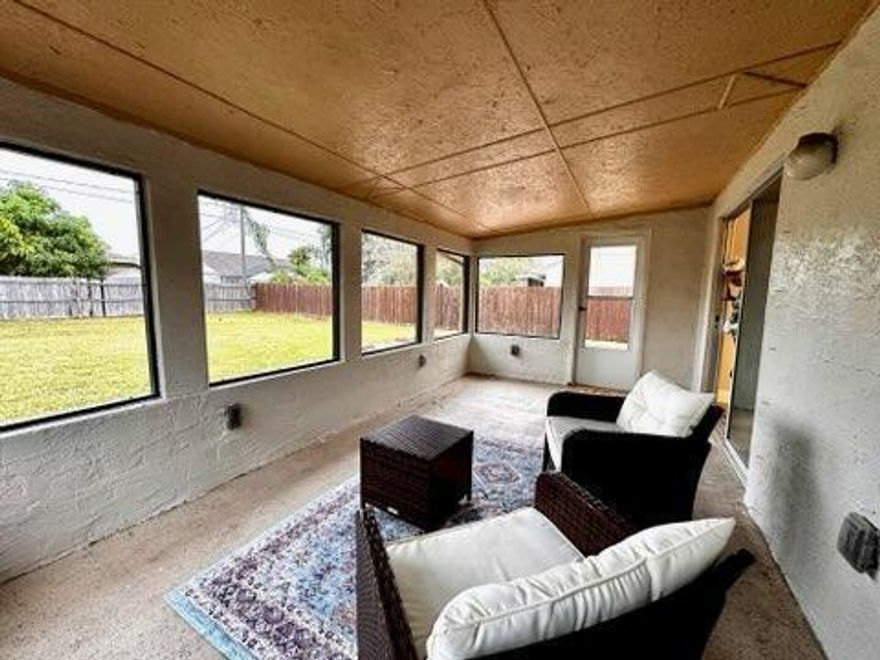 LARGE LANAI & BIG BACKYARD WITH ROOM FOR POOL ! Beautifully maintained home featuring an oversized 1-car garage with workshop/storage space.Shaker style kitchen, complete with granite countertops, Stainless Steel appliances & ample storage space. The open & spacious layout provides an excellent area for cooking and entertaining! Bedrooms include walk-in closets, and the bathroom features a big linen closet. Sliding glass doors open to your fully screened, covered lanai~ perfect for enjoying company & family get togethers . The abundant natural lighting and large windows will make you smile.Wonderful, private, FENCED BACKYARD-plenty of room for Fruit Trees, a pool or large garden. Move-in ready with great features rarely found in this price range!