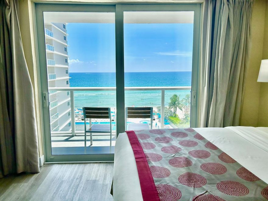 Enjoy breathtaking direct ocean views from this furnished studio featuring two queen-size beds. This turnkey investment is part of the hotel program and allows for daily rentals, including Airbnb. Experience resort-style living with a heated pool, gym, sauna, steam room, beach access with service, on-site café and bar, and 24-hour security. Located in a prime area near Aventura Mall, top restaurants, shopping, parks, and more—perfect for investors or those seeking a luxurious beachfront getaway!