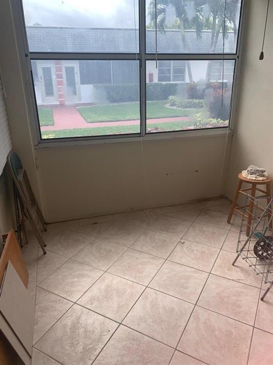 1st floor unit that allows Washer & Dryer:  GREAT location and only 50 yards to beautiful pool.  New AC and hotwater tank in 2018.  About 1100 square feet.  MUST SEE this large 2BR/2BA move in ready condo to live the FL LIFESTYLE.  Furniture negotiable. 
Century Village WPB is a 55+ adult community with 24 hour security and manned entrances.  1000 yards away from FL Turnpike.  Five miles away from PBI airport.  I-95 is four miles away. 10 miles form Ocean/ Palm Beaches. CV has 7800+ units under 309 HOA's.   Clubhouse has barber, beauty parlor, fitness center, library, card and activity rooms as well as indoor pool and sauna. 1200 seat Theatre for movies and plays. Free Busing within the village . 15 pool spread out thru community, billiards, tennis---HAS HURRICANE SHUTTERS----NO PETS