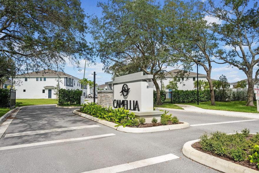 Welcome to this brand-new 2025-built 3-bedroom, 2.5-bath, 1 car-garage townhome in the beautiful Camellia community of Stuart. This modern home features an open-concept design with a bright kitchen that flows seamlessly into the spacious living area filled with natural light. Enjoy luxury vinyl plank flooring and designer finishes throughout.Upstairs offers 3 large bedrooms and a laundry closet with washer and dryer included. The primary suite features a large walk-in closet and a luxurious bathroom with dual sinks. Additional highlights include a private fenced backyard with sitting area, custom blinds, and an attached garage with storage. SEE MORE REMARKS...