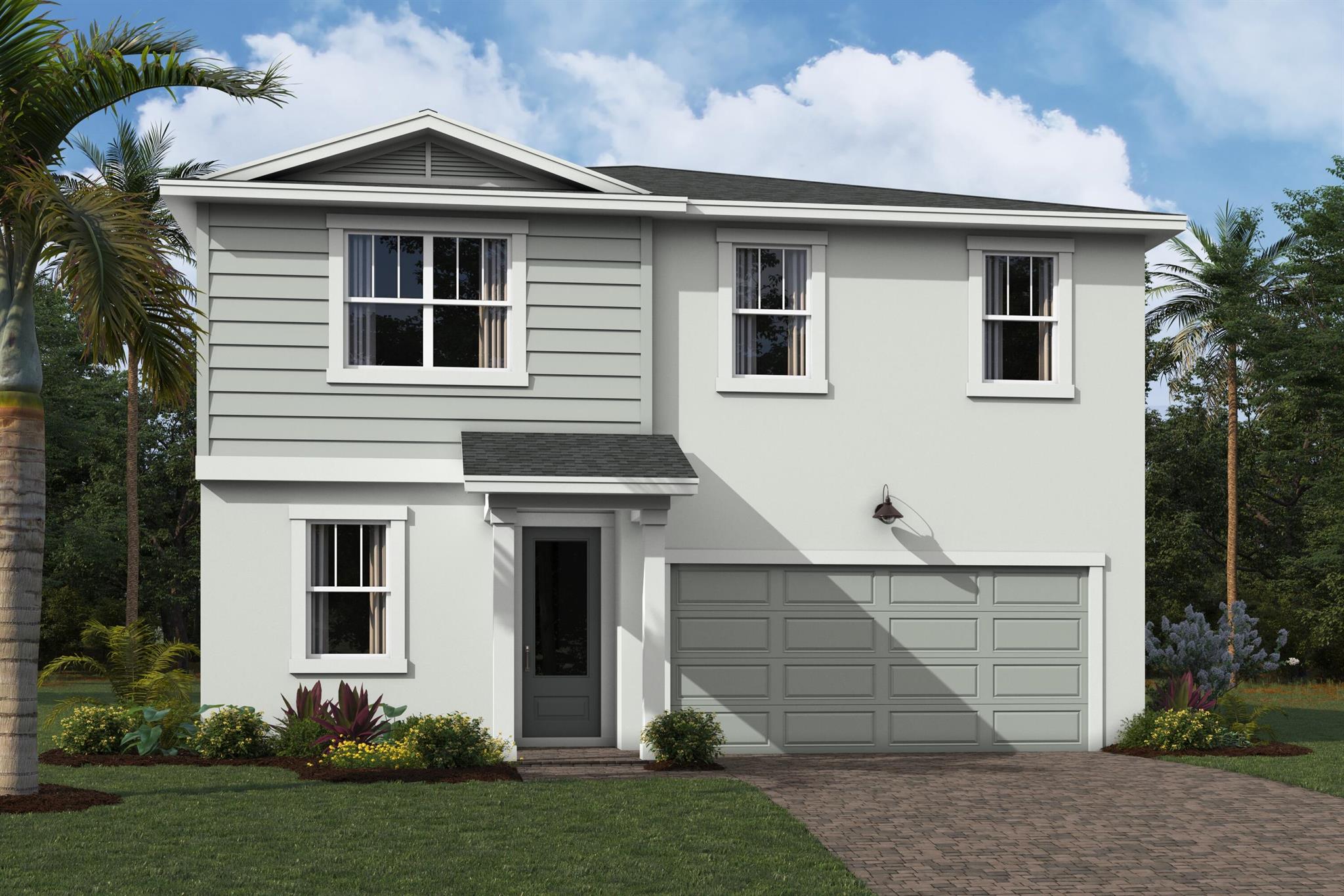 The Saratoga is a 2,532 sq. ft. 2-story home that offers 4 bedrooms, 2.5 baths and 2-car garage. Upon entering the foyer, you are welcomed to an open floorplan. The spacious kitchen offers an extensive walk-in pantry and an island breakfast bar. The kitchen overlooks the dining area and Great Room. A sliding glass door in the Dining Room leads to the covered lanai. The second floor is complete with a loft, owner's suite and bath, three additional bedrooms and a full bath. The roomy loft offers a flexible living space. The owner's suite boasts a large walk-in closet and is connected to the owner's bath with a spacious shower and dual sink raised vanity. The laundry room is located upstairs for added convenience.
