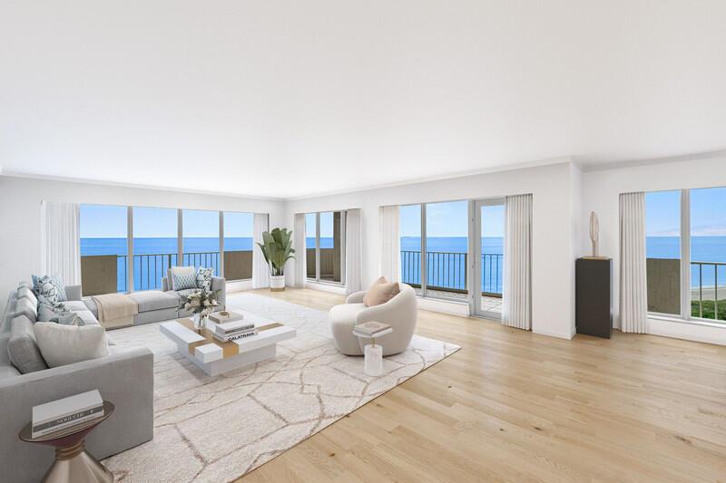 AMAZING PANORAMIC VIEWS OF OCEAN, SANDY BEACHES, INTRACOASTAL & CITY LIGHTS! AN EXTRAORDINARY OPPORTUNITY TO WATCH BREATHTAKING SUNRISES & SUNSETS. THIS HOME IN THE SKY OFFERS 2660 SQ FEET UNDER AIR WITH 794 SQ FT OF WRAPAROUND BALCONIES! 3 SPACIOUS BEDROOMS & 3 FULL BATHROOMS, A LARGE LAUNDRY ROOM, WALK IN CLOSETS, IMPACT GLASS, STORAGE AREA & 2 GARAGE SPACES. SITUATED IN THE PRESTIGIOUS SEA RANCH CLUB OF BOCA WITH AMENITIES THAT INCLUDE A 24 HOUR MANNED GATE & CONCIERGE SERVICES, TENNIS & PICKLEBALL, PROTECTED MARINA, FITNESS ROOMS, DOG PARK, BBQ AREAS & COVERED OUTDOOR DINING, 5 POOLS, CARD ROOMS, SOCIAL ACTIVITIES INCLUDING HOLIDAY PARTIES, HAPPY HOURS, BREAKFASTS & LECTURES. DEEDED BEACH ACCESS WITH CANVAS CABANAS, CHAIRS & UMBRELLAS. CLOSE TO SHOPS, RESTAURANTS & CULTURAL EVENTS.