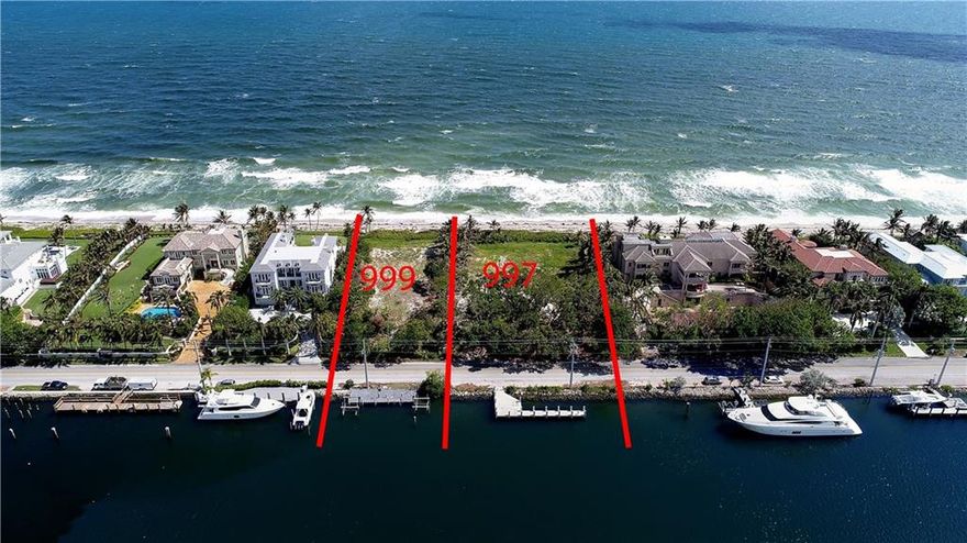 Build the ultimate & unique oceanfront retreat that offers 100ft on the beach + 100ft deepwater dockage on the intracoastal. One of just 60 residences on famed Hillsboro Mile, residents enjoy both the sunrise & sunset with a secure & private island ambiance.Looking for more land? 997 Hillsboro Mile F1008877/$9,495m offers additional 160 ft of ocean & 160 ft ICW for limitless possibilities.Estates on Millionaire's Mile are offered in excess of $100m creating an unrivaled world-class opportunity & location!
