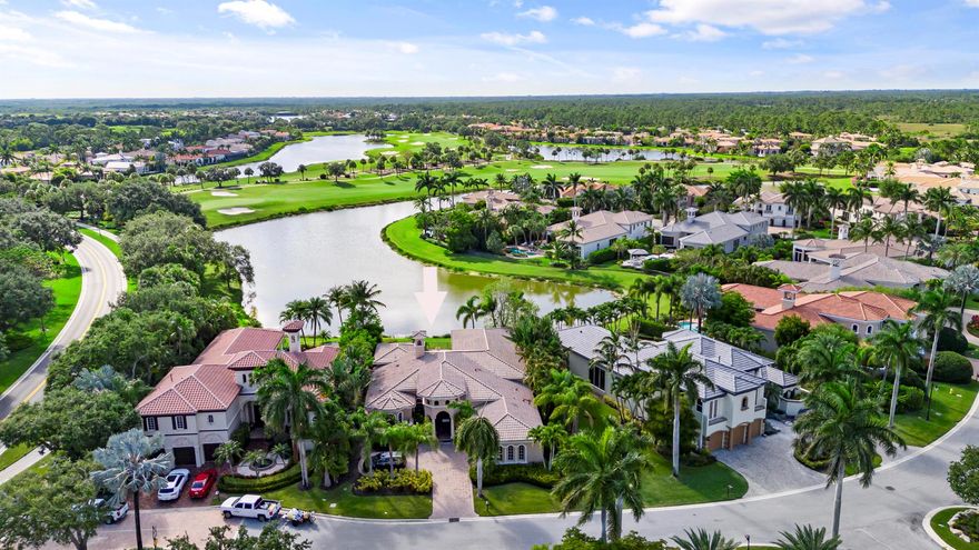 One of the most stunning water Golf Views with western exposure, nestled in Quantera at Mirasol Country Club, GOLF MEMBERSHIP available. This one level masterpiece is walking distance to the club, featuring tranquil sunsets and exceptional privacy. Offering 3,812 square feet of living space, this home offers 3 bdrm, 3 ba, and office on one level providing ample room for  ...