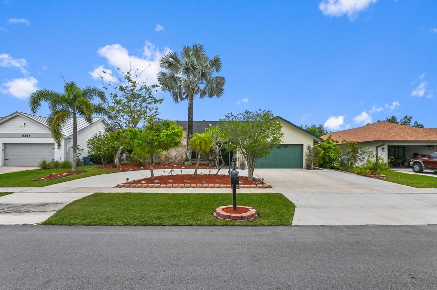 Welcome to 8372 Myakka Court, a beautifully updated 3-bedroom, 2-bathroom single-family home offering 1,722 square feet of comfortable living space in Lake Worth, Florida. Built in 1980 and situated on an 8,232-square-foot lot, this home features tile flooring, central cooling, a cozy fireplace, and an attached garage. The property has been meticulously maintained and boasts extensive recent upgrades to ensure peace of mind for years to come. Major structural and mechanical investments include a brand-new roof installed in 2025 , a 2019 AC system , and hurricane protection added in 2023. Step inside to discover a refreshed interior featuring newly installed kitchen cabinets from 2025 , while the master bathroom and guest baths were thoughtfully updated between 2018 and 2019. The spare bedrooms also feature updated carpeting that was added in 2021. The home also comes equipped with a newer washer and dryer purchased in 2023.  Step outside to your private oasis featuring a pool with a brand-new 2025 pump , enclosed by a patio screen that was completely redone in 2021. The backyard offers ultimate privacy and security with a fence installed in 2023. The home's curb appeal is unmatched, enhanced by fresh exterior paint and a freshly painted garage door in 2025 , alongside pristine landscaping that receives annual maintenance for mulching, trimming, and tree care. With a low monthly HOA of $196, this move-in-ready gem seamlessly blends inviting charm with major modern, high-value upgrades. Don't miss your opportunity to own this spectacular, turn-key Florida retreat—schedule your private showing today!