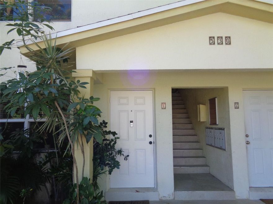 Great investor unit! Ok to rent right away or make it your own. A first floor updated 2/1 corner unit condo w/marble floors through-out, impact windows & 2 parking spaces in tandem right outside your front door. Open floor plan & kitchen w/granite counter top, hardwood cabinets, SS appliances & large pantry/storage room. A two story 8 unit bld w/common area front yard & patio fenced in. Two pets allowed w/no weight restrictions & laundry room in bld. Close to Wilton Manors & just a few blocks from NE 4th Ave restaurants, bars, shopping & Ft. Laud Magnet High School. As primary residence buyer needs 25% down & 30% down as an investor. No pool on premises & As Is sale with right to inspect.